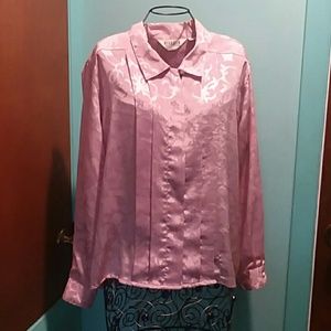 Pleated Hidden Button Front Blouse